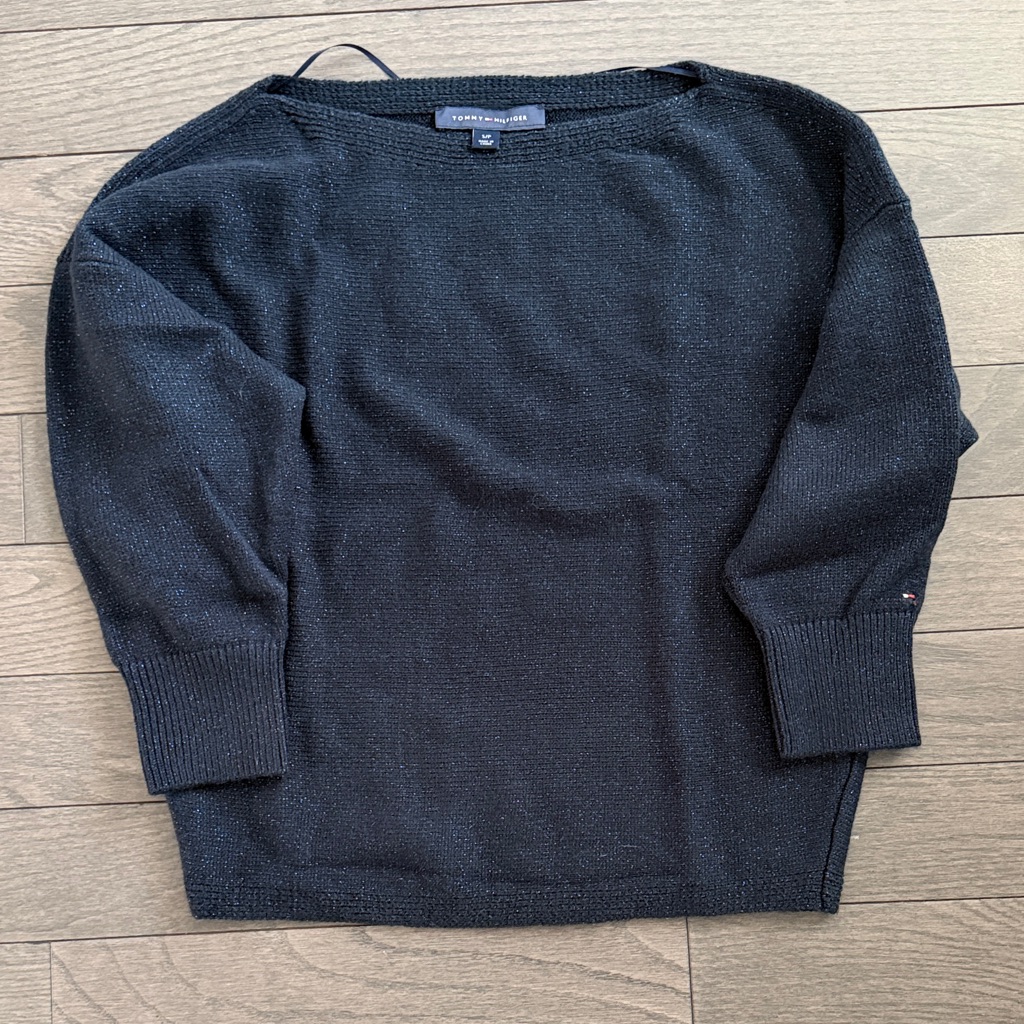 Tommy Hilfiger Black Boatneck Knit Pullover